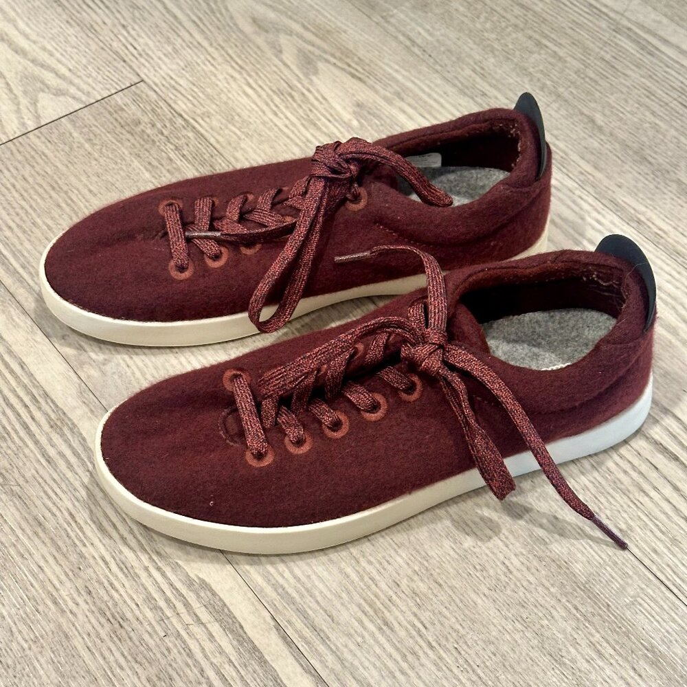 Allbirds Women's Wool Runner shoes, Dark Maroon Red, Size 9